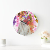 Rooster en Hollyhock Flowers Grote Klok (Huis)