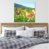 Rooster en kip 1 canvas afdruk (Insitu (Slaapkamer))