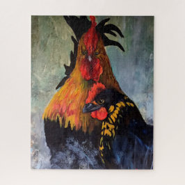 Rooster en kip legpuzzel
