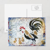  rooster en kippen briefkaart (Voorkant / Achterkant)