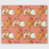 Rooster en kippen cadeaupapier (Vlak)
