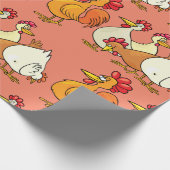 Rooster en kippen cadeaupapier (Hoek)