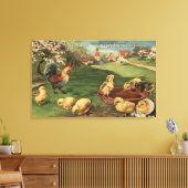 Rooster en kippen canvas afdruk (Insitu (Woonkamer))