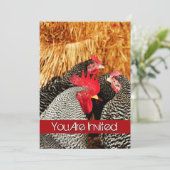Rooster en kippen country Wedding Invitations Kaart (Staand voorkant)