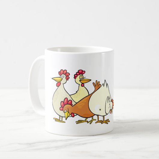 Rooster en kippen koffiemok (Voorkant links)