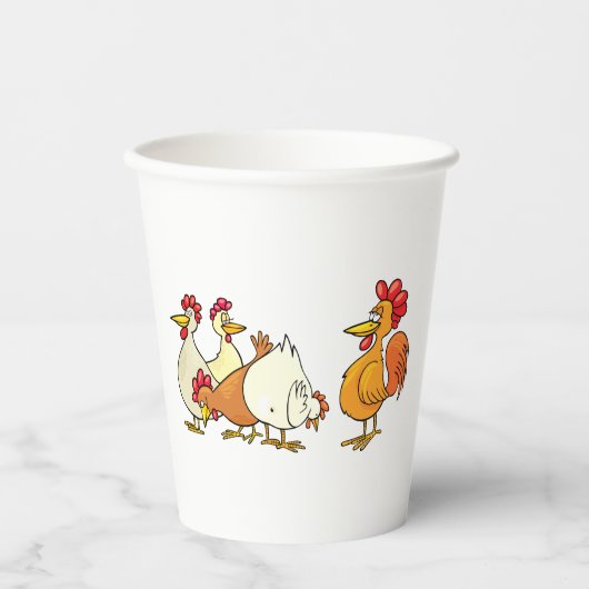 Rooster en kippen papieren bekers (Voorkant)