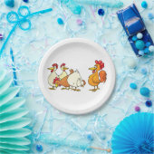 Rooster en kippen papieren bordje (Feest)