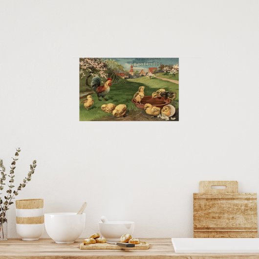 Rooster en kippen poster (Keuken)