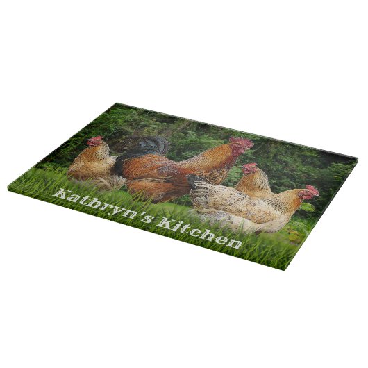 Rooster en kippen snijplank (Hoek)