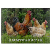 Rooster en kippen snijplank (Voorkant)