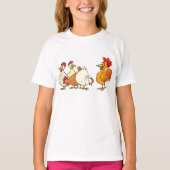 Rooster en kippen t-shirt (Voorkant)
