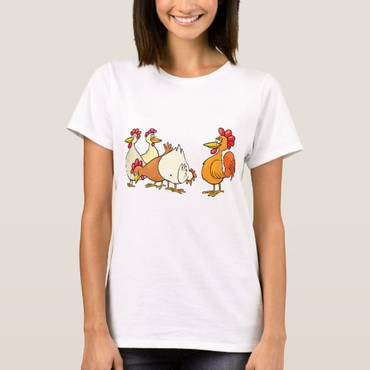 Rooster en kippen t-shirt (Voorkant)