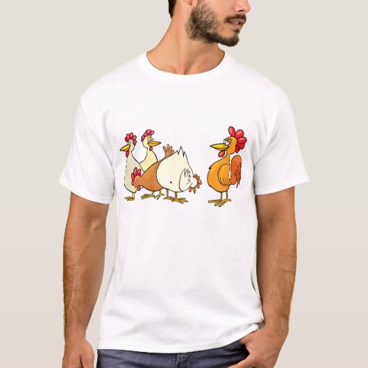Rooster en kippen t-shirt (Voorkant)