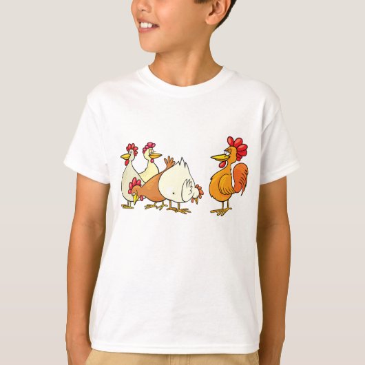 Rooster en kippen t-shirt (Voorkant)