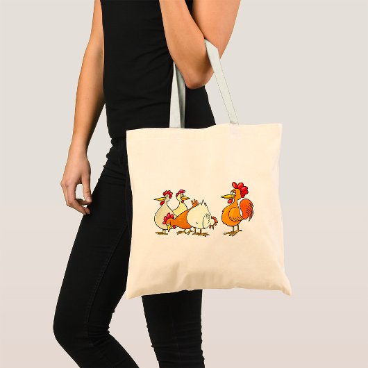 Rooster en kippen tote bag