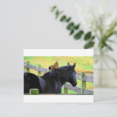 Rooster en merrie briefkaart (Staand voorkant)