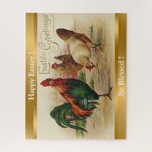rooster en Pasen voor kippen Legpuzzel (Verticaal)