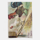 rooster en Pasen voor kippen Theedoek (Verticaal)