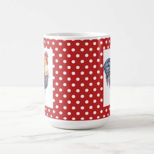 Rooster en Red Polka-Dot Mok (Center)