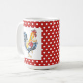 Rooster en Red Polka-Dot Mok (Voorkant links)