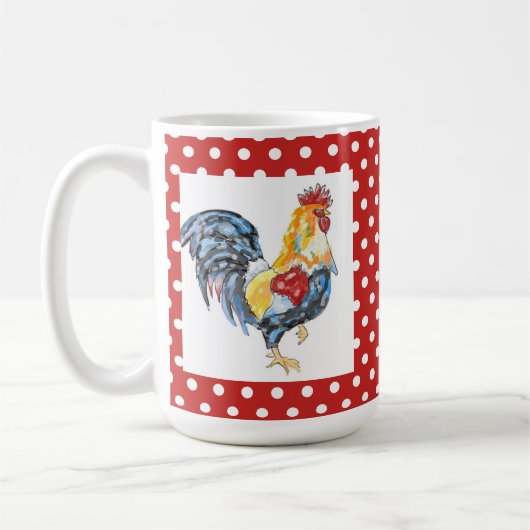 Rooster en Red Polka-Dot Mok (Links)