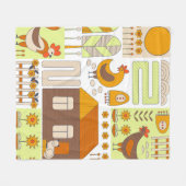 Rooster en twee kippen, eieren, bloemen, huis, tre fleece deken (Voorkant (Horizontaal))