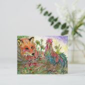 Rooster en vos briefkaart (Staand voorkant)