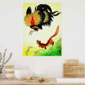 Rooster en Weasel Ohara Koson 1930 Poster (Keuken)