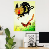 Rooster en Weasel Ohara Koson 1930 Poster (Thuiskantoor)