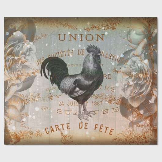  Rooster Ephemera ontkoppeling Cadeaupapier (Vlak)