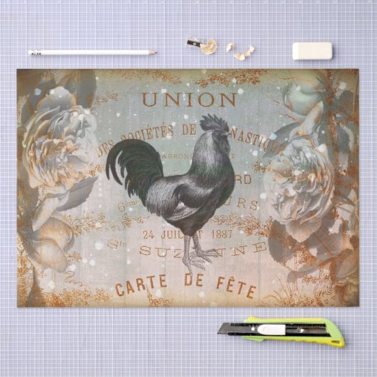  Rooster Ephemera ontkoppeling Tissuepapier (Craft)