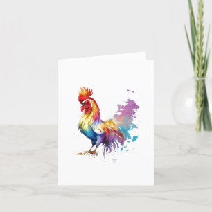 Rooster F Vogelportret in Waterverven & Pen Feestdagen Kaart