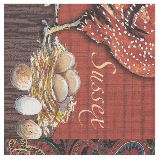Rooster Fabric Stof (Close Up)