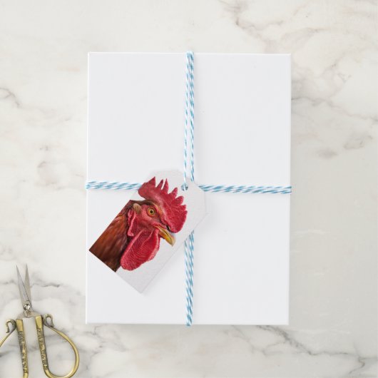 Rooster Face Cadeaulabel (Met Touw)