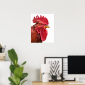 Rooster Face Poster (Thuiskantoor)