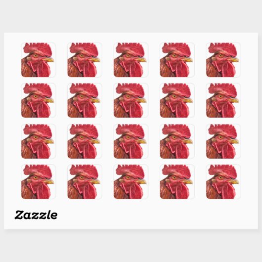 Rooster Face Vierkante Sticker (Vel)