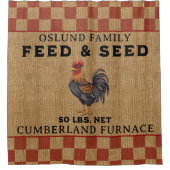 Rooster FARMHOUSE Burlap gepersonaliseerd Douchegordijn (Voorkant)