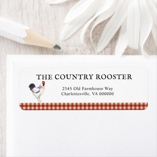 Rooster Farmhouse Country Return Addres Etiket (Insitu)