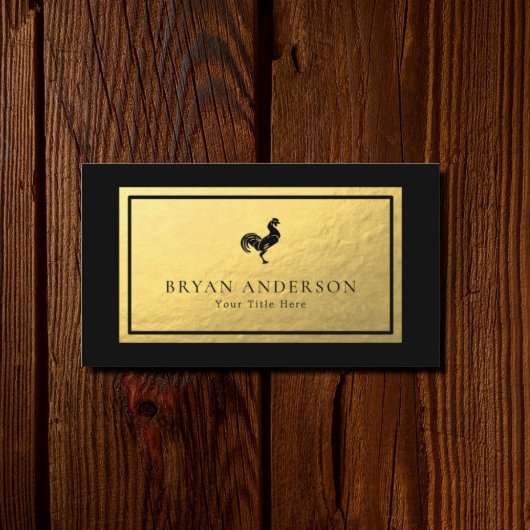 Rooster - Faux Gold Foil Visitekaartje