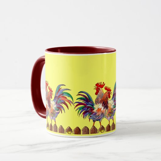 ROOSTER FENCE door SHARON SHARPE Mok (Voorkant links)