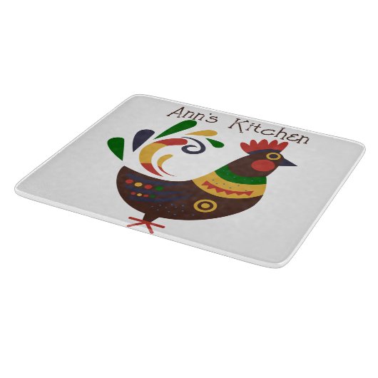 "Rooster" Folk Art Stijl Custom Snijplank (Hoek)