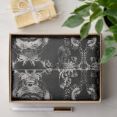Rooster -Franse Black Damask-decoupage Tissuepapier (Geschenk)