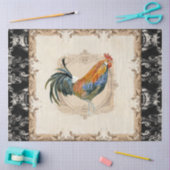 Rooster -Franse Black Damask-decoupage Tissuepapier (Craft)
