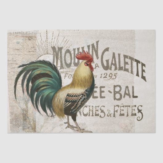 Rooster Franse boerderij Burlap Land Decoupage Tissuepapier (Voorkant)