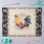 Rooster -Franse Damask Black Decoupage Tiss Tissuepapier (Craft)