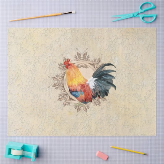 Rooster  Franse keuken Damask-ontkoppeling Tissuepapier (Craft)