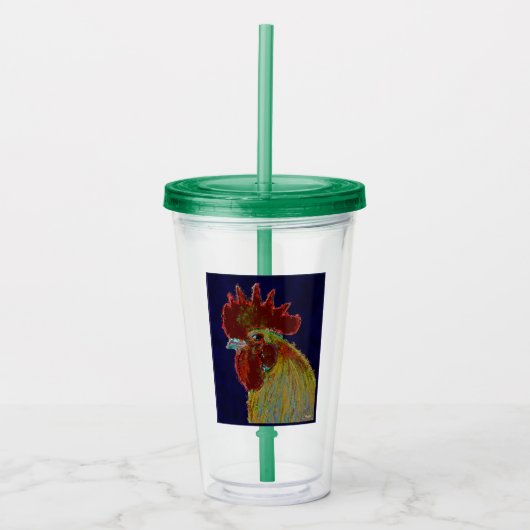 Rooster: Freestyle Head Acryl Drinkbeker (Voorkant)