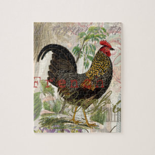  Rooster French Collage Art Legpuzzel
