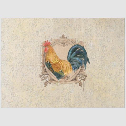  Rooster French Kitchen Damask-ontkoppeling Tissuepapier (Voorkant)