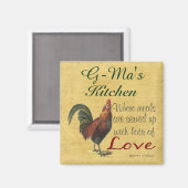 Rooster G-Ma's keuken geserveerd met liefdesmagnee Magneet (Voorkant / Achterkant)